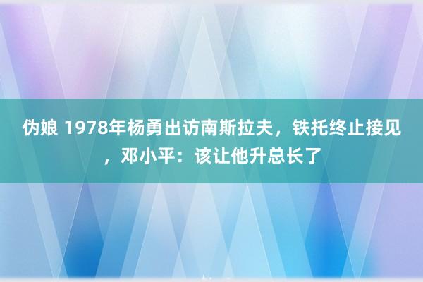 伪娘 1978年杨勇出访南斯拉夫，铁托终止接见，邓小平：该让他升总长了