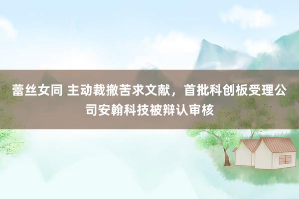 蕾丝女同 主动裁撤苦求文献，首批科创板受理公司安翰科技被辩认审核