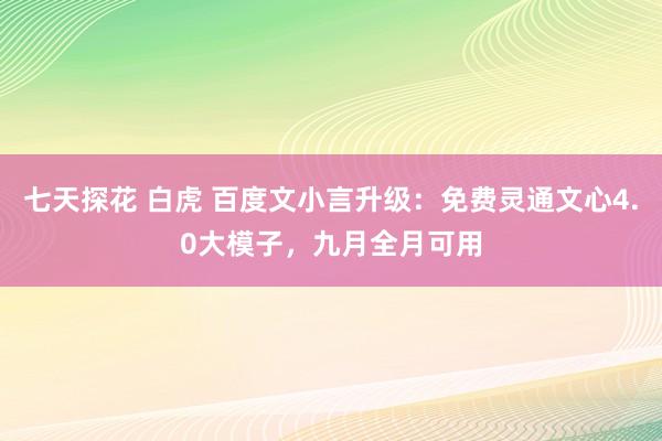 七天探花 白虎 百度文小言升级：免费灵通文心4.0大模子，九月全月可用