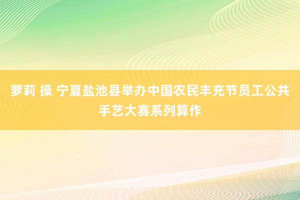 萝莉 操 宁夏盐池县举办中国农民丰充节员工公共手艺大赛系列算作