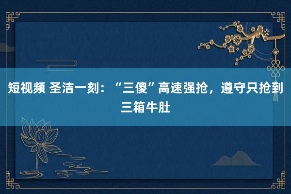 短视频 圣洁一刻：“三傻”高速强抢，遵守只抢到三箱牛肚