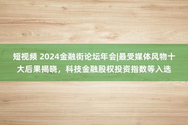 短视频 2024金融街论坛年会|最受媒体风物十大后果揭晓，科技金融股权投资指数等入选