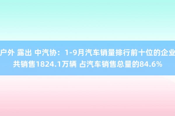 户外 露出 中汽协：1-9月汽车销量排行前十位的企业共销售1824.1万辆 占汽车销售总量的84.6%