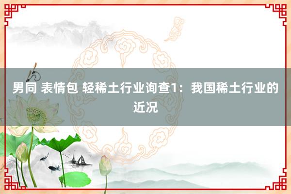 男同 表情包 轻稀土行业询查1：我国稀土行业的近况