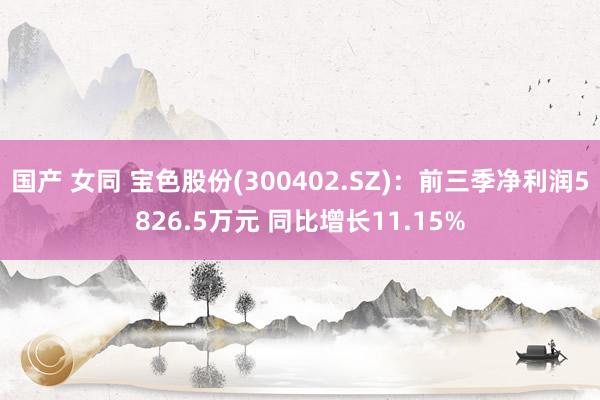 国产 女同 宝色股份(300402.SZ)：前三季净利润5826.5万元 同比增长11.15%