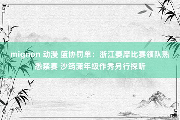 mignon 动漫 篮协罚单：浙江萎靡比赛领队熟悉禁赛 沙筠潇年级作秀另行探听