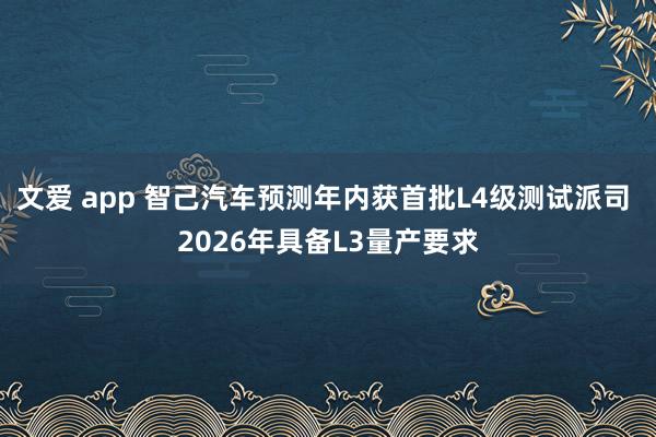 文爱 app 智己汽车预测年内获首批L4级测试派司 2026年具备L3量产要求