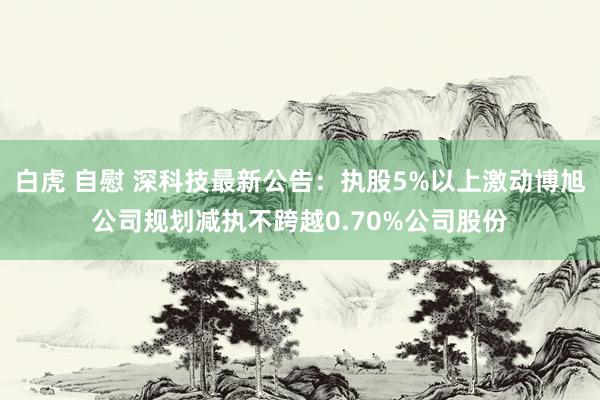 白虎 自慰 深科技最新公告：执股5%以上激动博旭公司规划减执不跨越0.70%公司股份