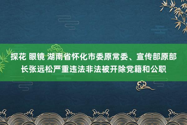 探花 眼镜 湖南省怀化市委原常委、宣传部原部长张远松严重违法非法被开除党籍和公职