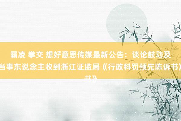 霸凌 拳交 想好意思传媒最新公告：谈论鼓动及当事东说念主收到浙江证监局《行政科罚预先陈诉书》