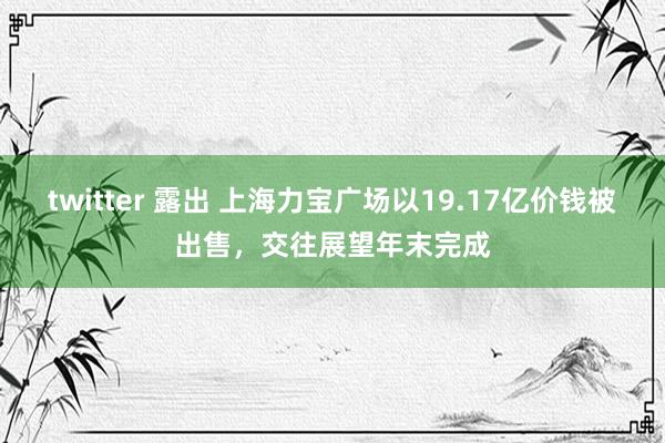 twitter 露出 上海力宝广场以19.17亿价钱被出售，交往展望年末完成