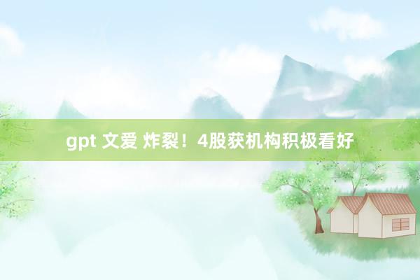 gpt 文爱 炸裂！4股获机构积极看好